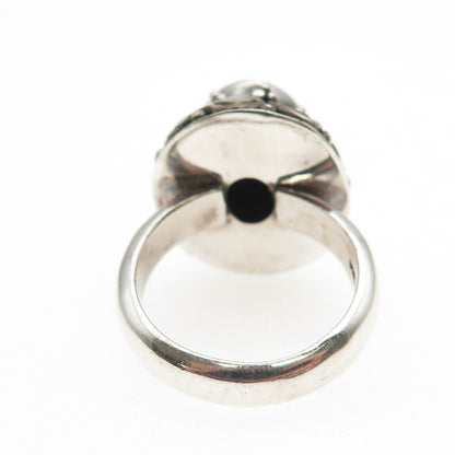 Suarti Bali Sterling Silver Vintage Real Goldstone Dotted Oxidized Ring Size 7