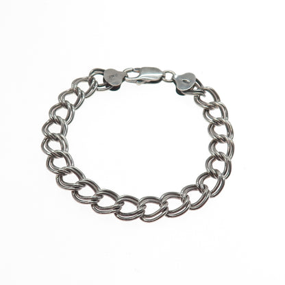 925 Sterling Silver Vintage Italy Double Curb Link Bracelet 6.75"