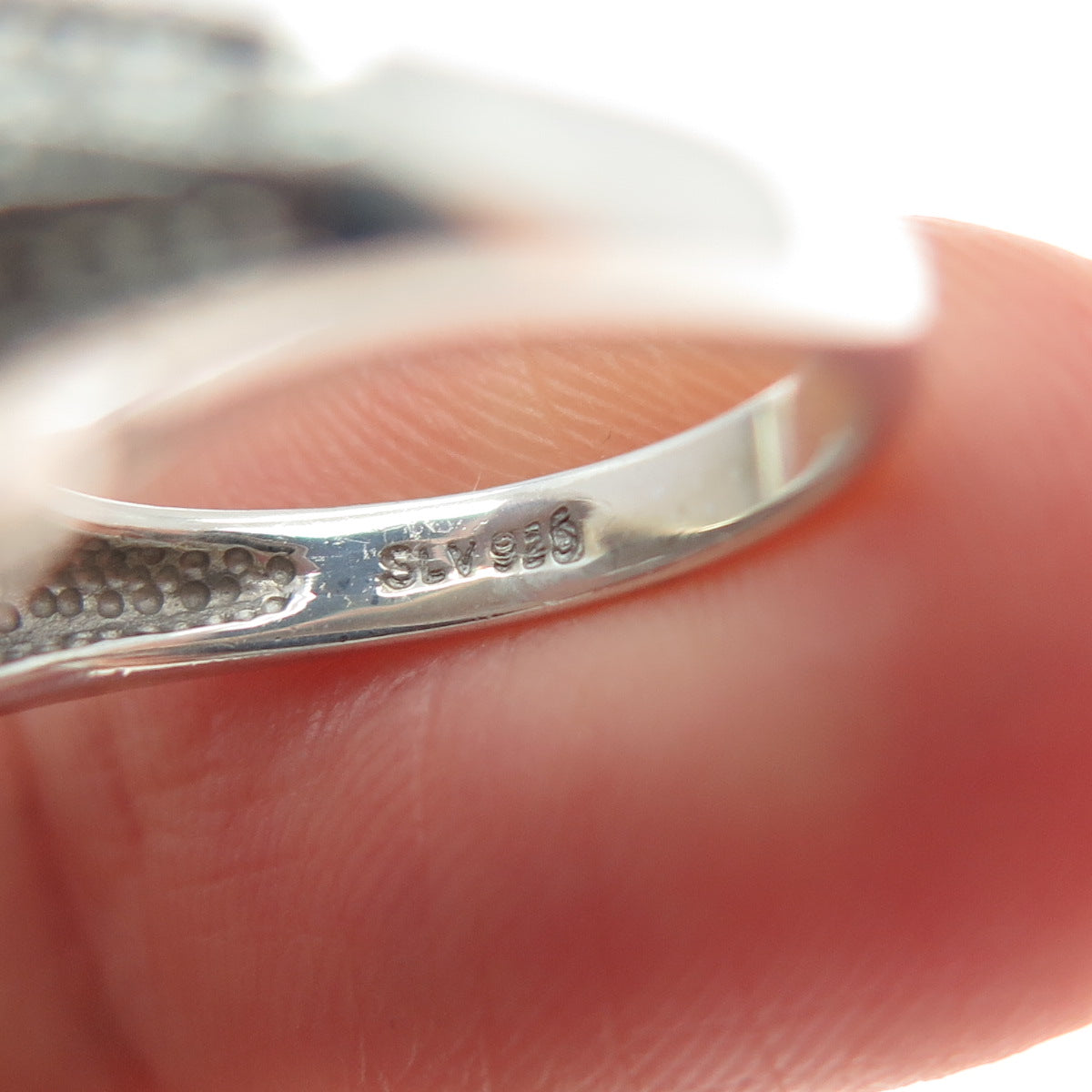 SLV SADYE L VASSIL 925 Sterling Silver Real Diamond & Aquamarine Ring Size 5