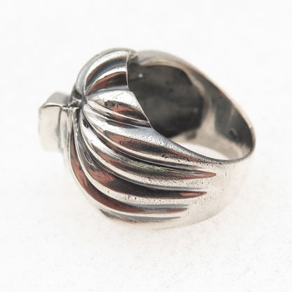 925 Sterling Silver Vintage Pear-Cut C Z Modernist Oxidized Ring Size 6.5