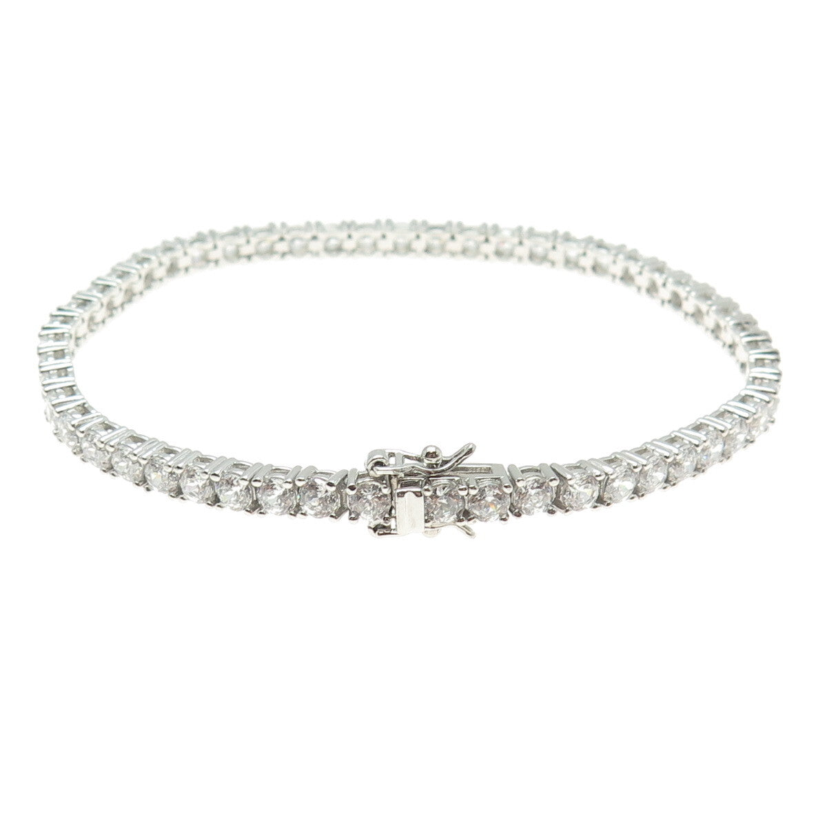 925 Sterling Silver Round-Cut C Z Tennis Link Bracelet 7.75"