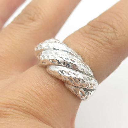 925 Sterling Silver Vintage Ribbed Ring Size 6.75