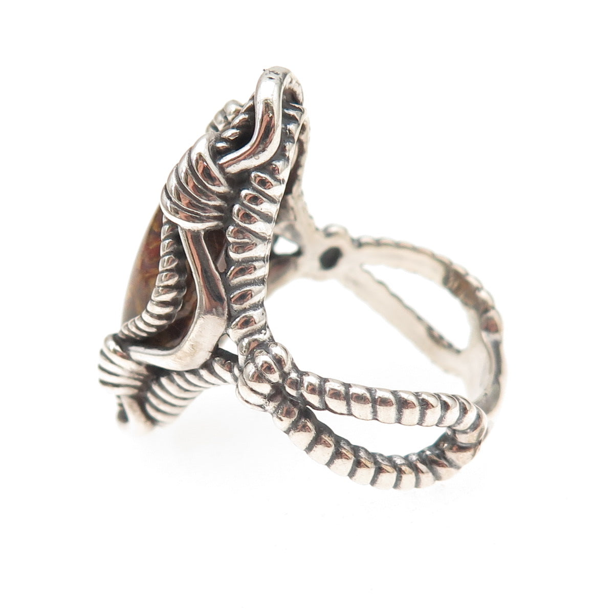 Carolyn Pollack 925 Sterling Silver Vintage Real Jasper Oxidized Ring Size 8