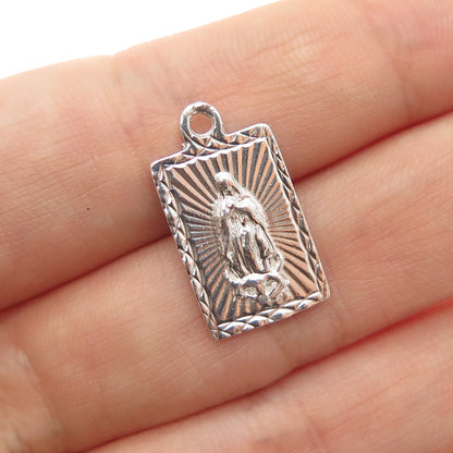 925 Sterling Silver Vintage St. Mary Miraculous Minimalist Charm Pendant