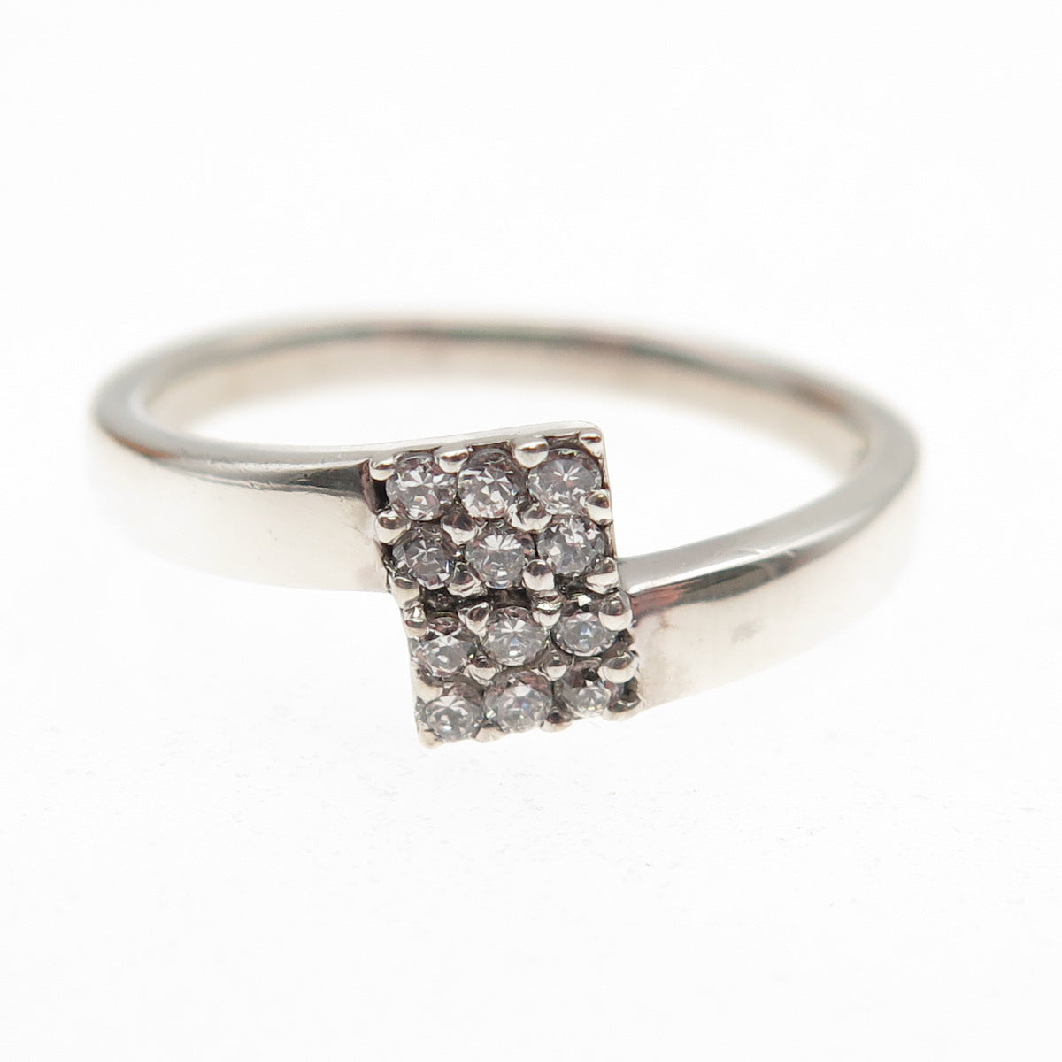 925 Sterling Silver Round-Cut C Z Bypass Ring Size 6.75