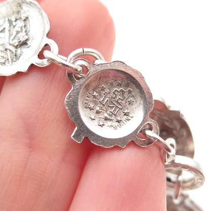 Creed 925 Sterling Silver Antique Art Deco St. Mary Rose Charm Bracelet 6.75"