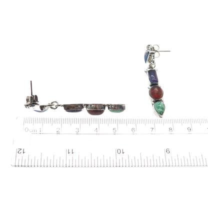 Roie Jaque Navajo Old Pawn 925 Sterling Turquoise Lapis Amber Amethyst Earrings