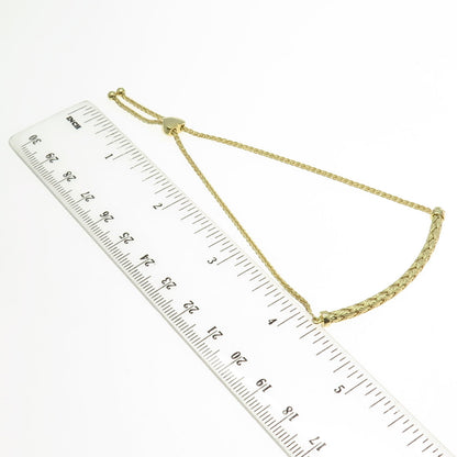 HAN 925 Sterling Silver Gold Plated Wheat Bar Bolo Adjustable Bracelet 6-10"