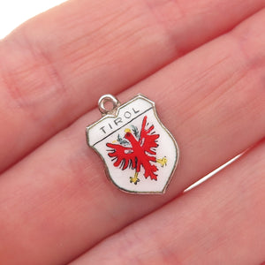 Fritz Reu & Co. 800 Silver Vintage Enamel Tyrol Coat of Arms Mini Charm Pendant