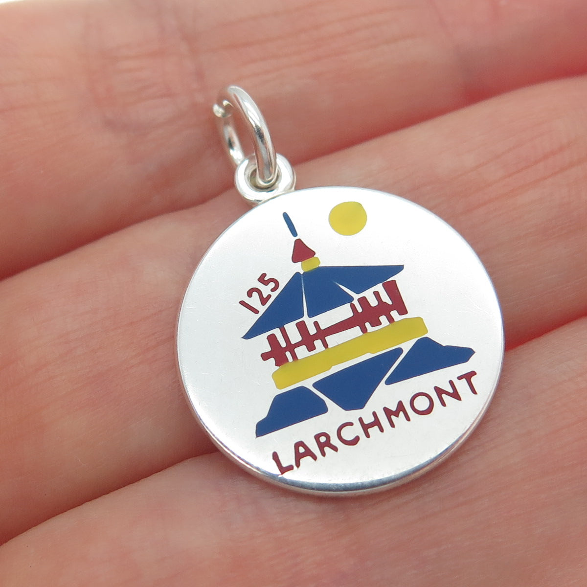 CHARLES THOMAE 925 Sterling Silver Vintage Enamel Larchmont Charm Pendant