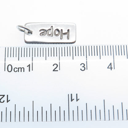 925 Sterling Silver Vintage Hope Tag Minimalist Charm Pendant