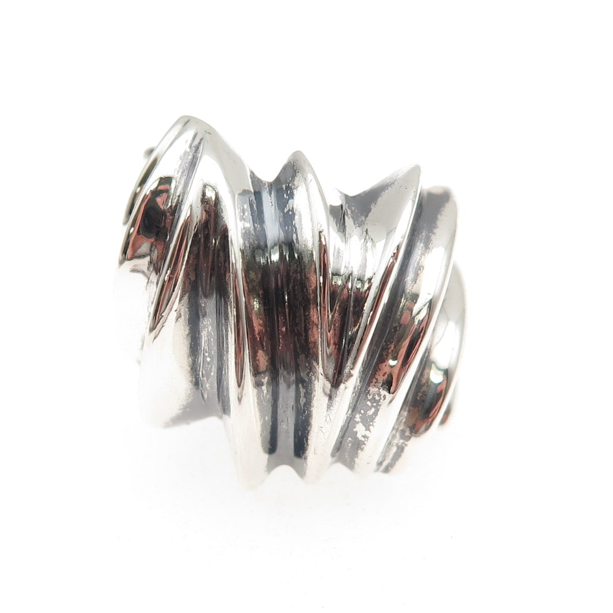 925 Sterling Silver Vintage Mexico Modernist Ribbed Oxidized Ring Size 6.25