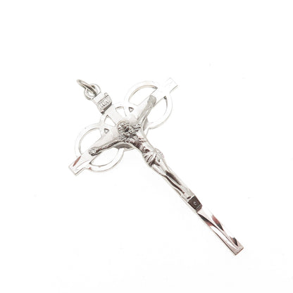 Afco 925 Sterling Silver Antique Art Deco Crucifix Cross Religious Charm Pendant