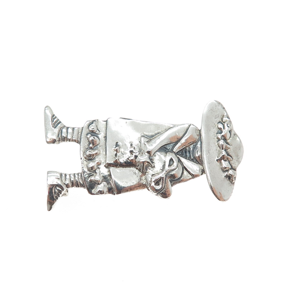 MARY ENGELBREIT 925 Sterling Silver Vintage Lady in Hat Modernist Pin Brooch