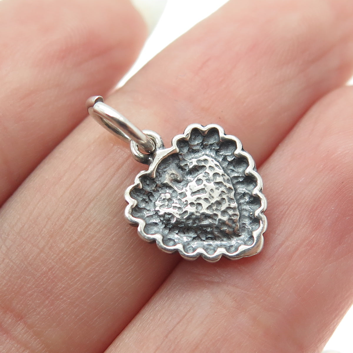 925 Sterling Silver Vintage Beaded Ornate Heart Charm Pendant