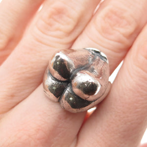 925 Sterling Silver Vintage Modernist Erotic Oxidized Adjustable Ring Size 7.25