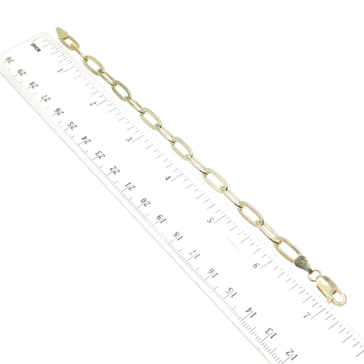 925 Sterling Silver Gold Plated Italy Paperclip Link Bracelet 6.75"