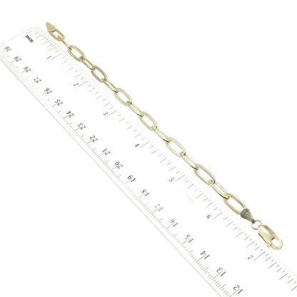 925 Sterling Silver Gold Plated Italy Paperclip Link Bracelet 6.75"