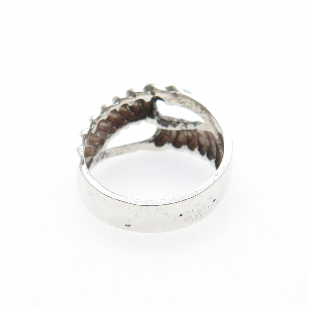 925 Sterling Silver Vintage Modernist Infinity Oxidized Ring Size 7