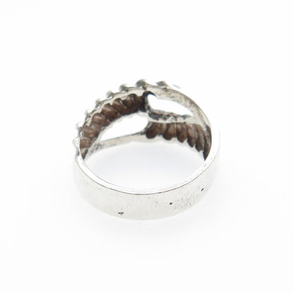 925 Sterling Silver Vintage Modernist Infinity Oxidized Ring Size 7