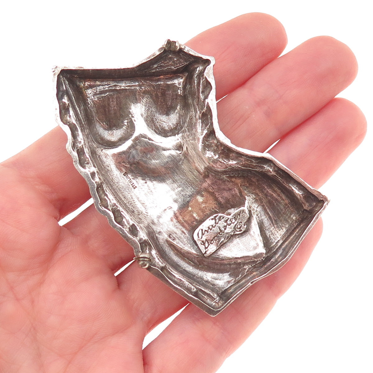 Anita Doodstein 925 Sterling Silver Vintage Female Bust Brooch (missing pin)