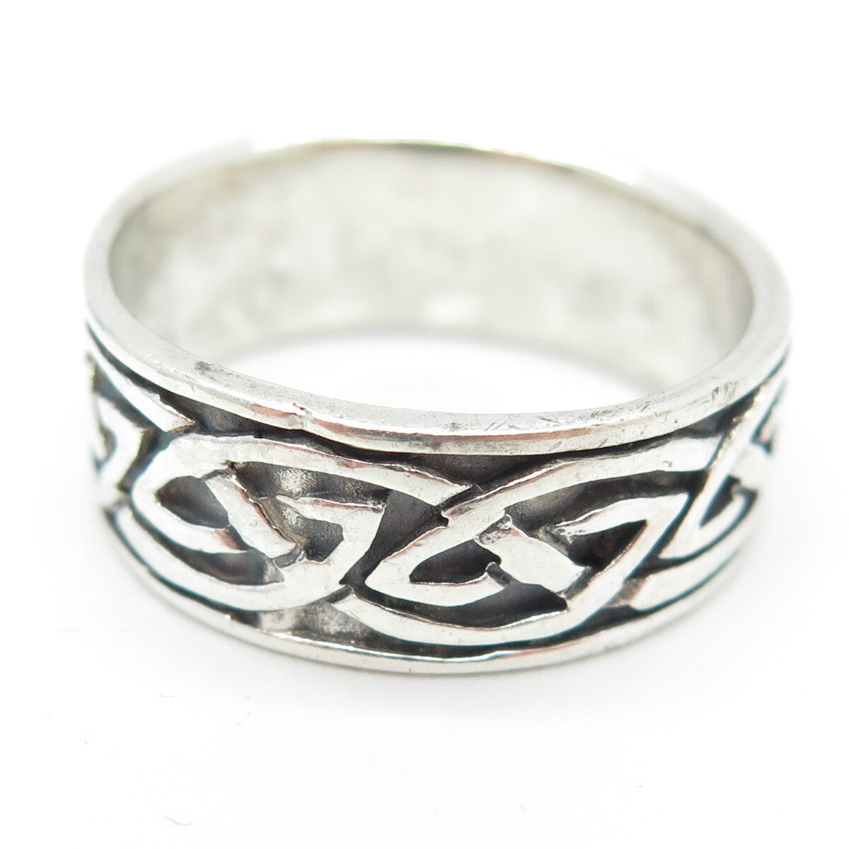 925 Sterling Silver Vintage Viking / Celtic Knot Band Ring Size 12.25