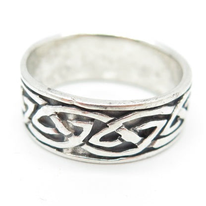 925 Sterling Silver Vintage Viking / Celtic Knot Band Ring Size 12.25