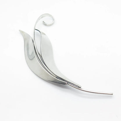 925 Sterling Silver Vintage BEAU Leaf Pin Brooch