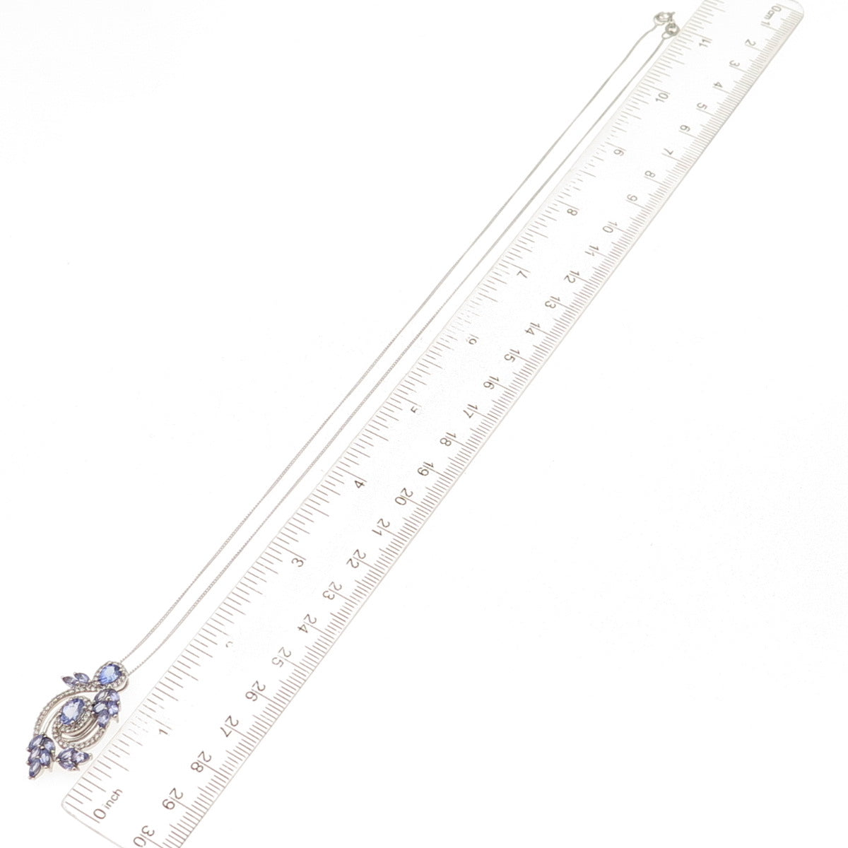 Chuck Clemency 925 Sterling Silver Real Tanzanite White Topaz Chain Necklace 20"