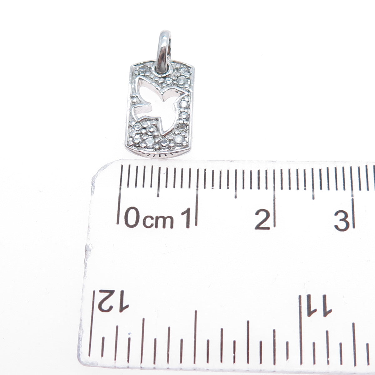 925 Sterling Silver Round-Cut C Z Peace Bird Mini Charm Pendant