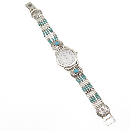 Carolyn Pollack Carlisle Quoc Turquoise Old Pawn Sterling Vintage Watch 7.25"