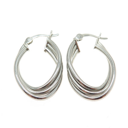 HAN 925 Sterling Silver Multi-Row Twisted Hoop Earrings