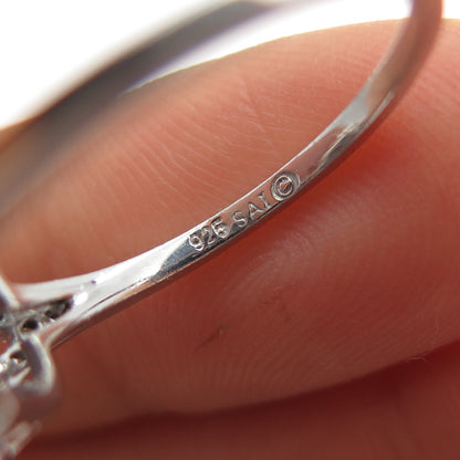 SAI 925 Sterling Silver Real Diamond & Blue Topaz Ring Size 7