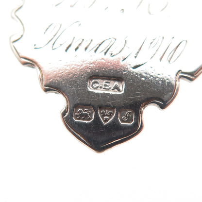 H. Brockwell C.E. Adams 925 Sterling Gold Antique 1904-09 Pocket Watch Fob Chain