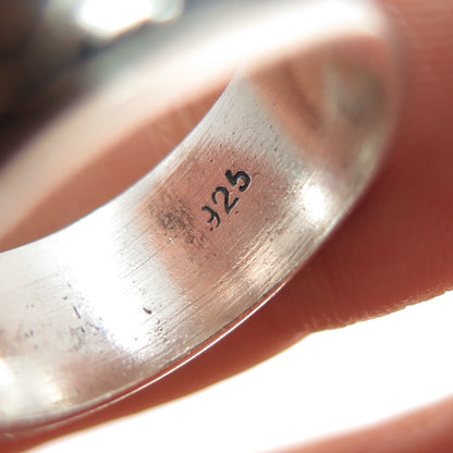 925 Sterling Silver Vintage X Link Oxidized Band Ring Size 6.75