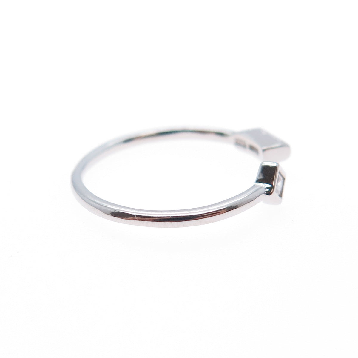 925 Sterling Silver Princess & Baguette-Cut C Z Adjustable Ring Size 5.25