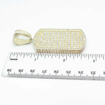 925 Sterling Silver Gold Plated C Z Rectangle Pendant