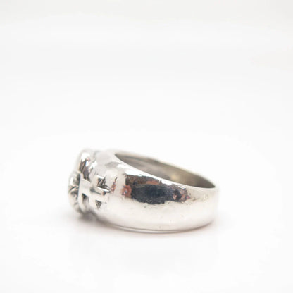 925 Sterling Silver Vintage Snake Cross Ring Size 6.5