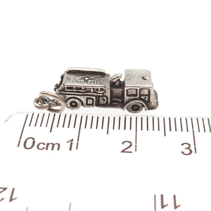 Sunwest 925 Sterling Silver Vintage Fire Truck Oxidized 3D Charm Pendant