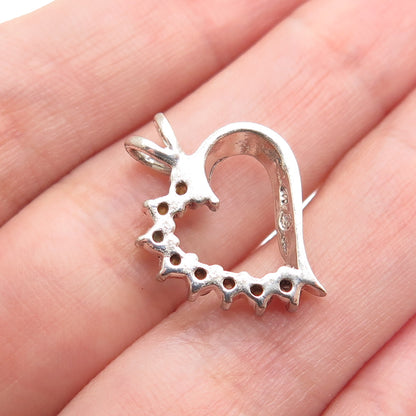 925 Sterling Silver Vintage Round-Cut C Z Heart Minimalist Charm Pendant
