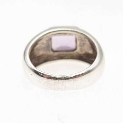 CNA Pranda 925 Sterling Silver Vintage Real Amethyst Modernist Ring Size 7