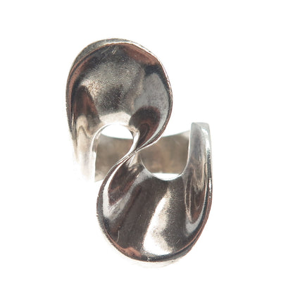 925 Sterling Silver Vintage Mexico Modernist Wavy Oxidized Ring Size 5.5