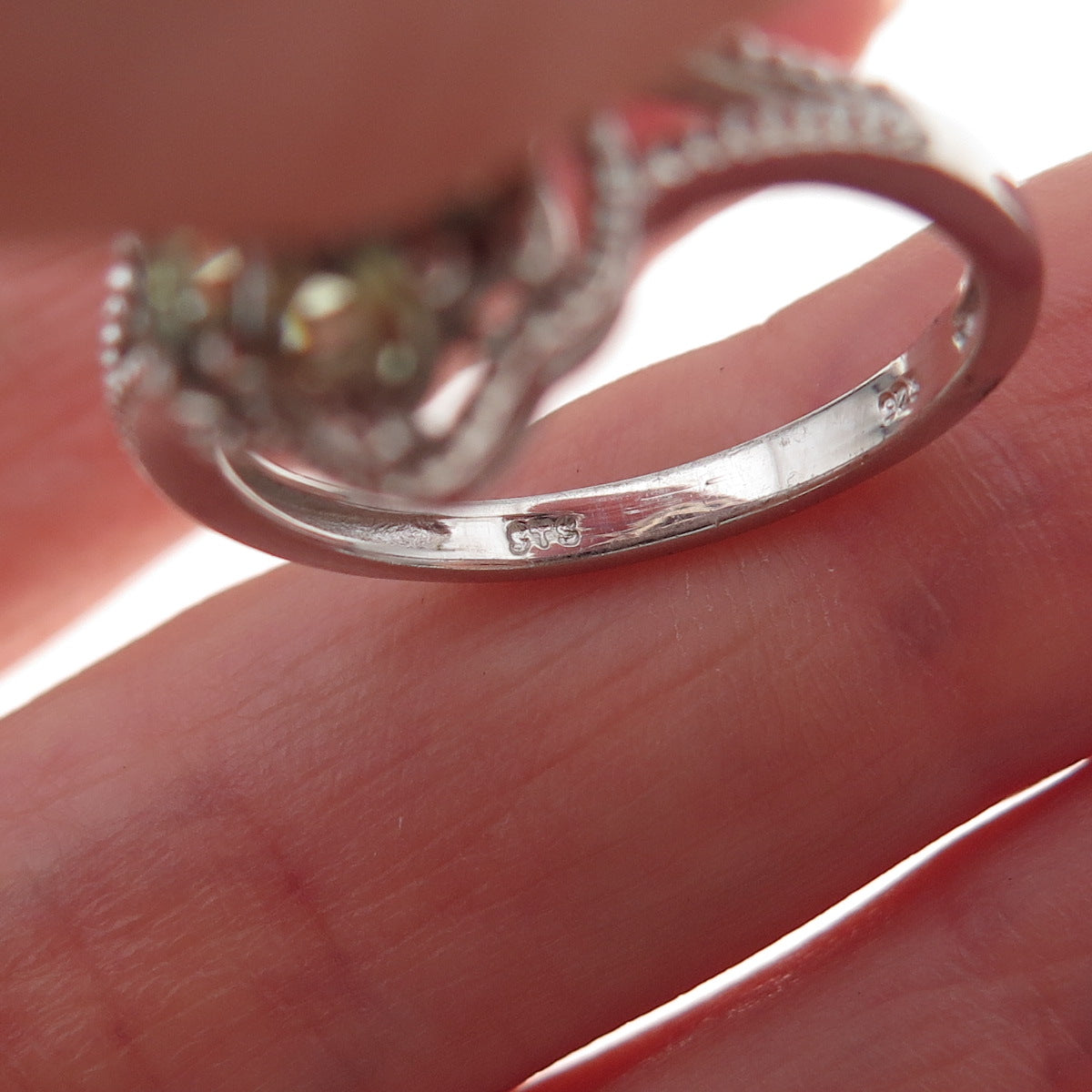 Chuck Clemency 925 Sterling Silver Real Oval-Cut Green Amethyst Ring Size 8