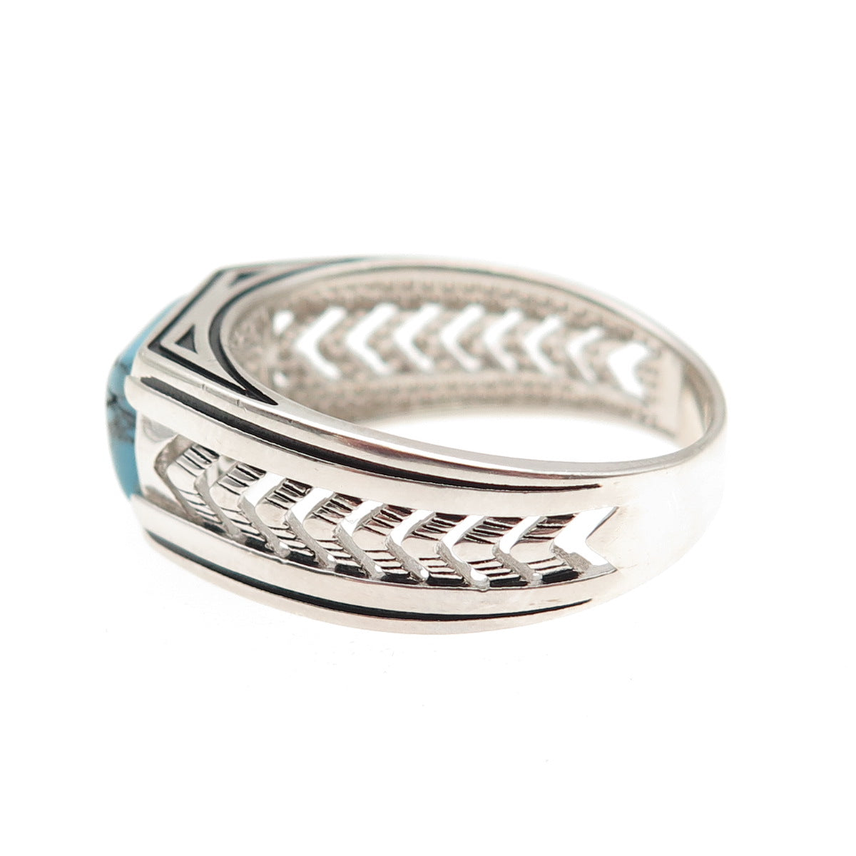 Chimoda 925 Sterling Silver Real Turquoise Arrow Ring Size 13