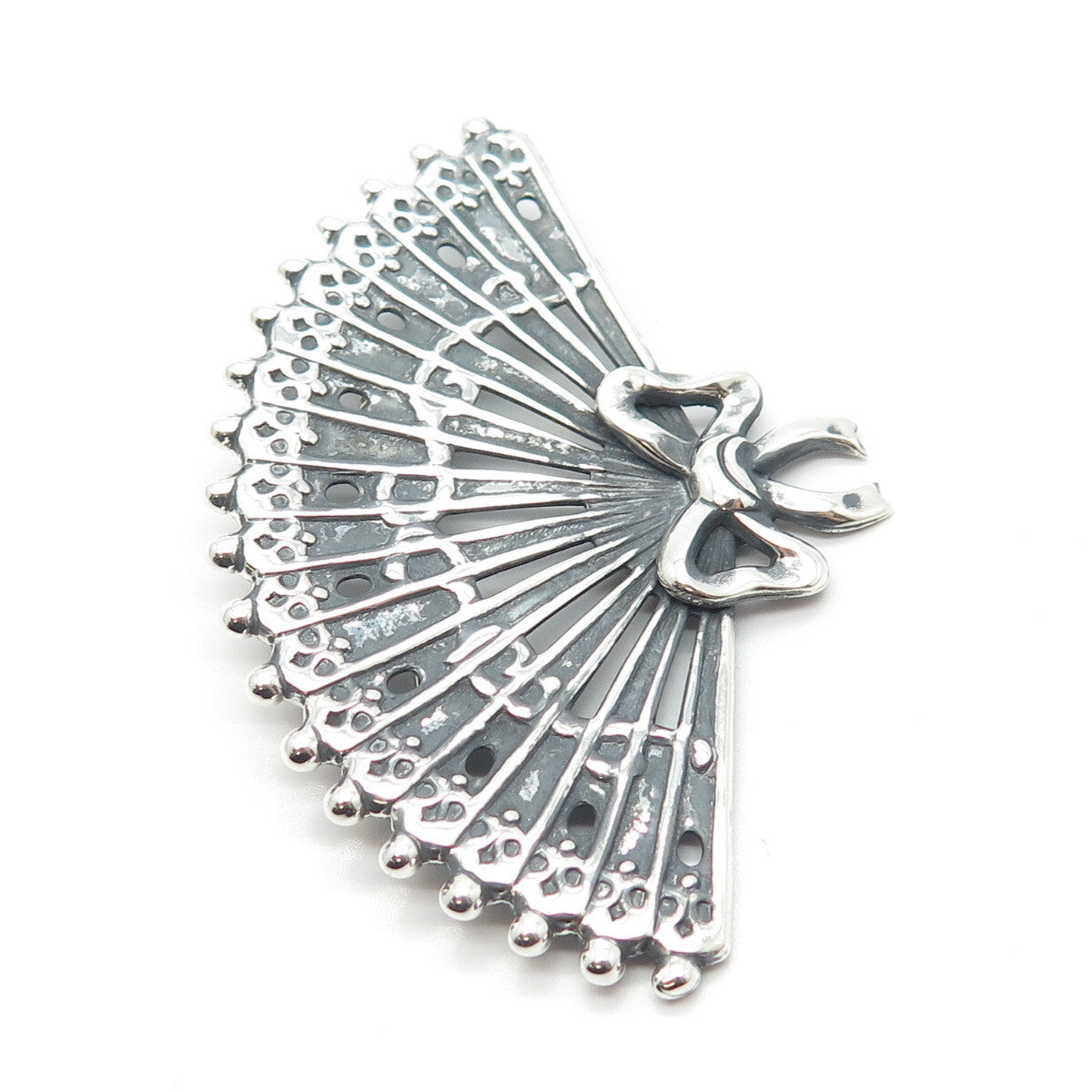 925 Sterling Silver Vintage Lang Fan Pin Brooch