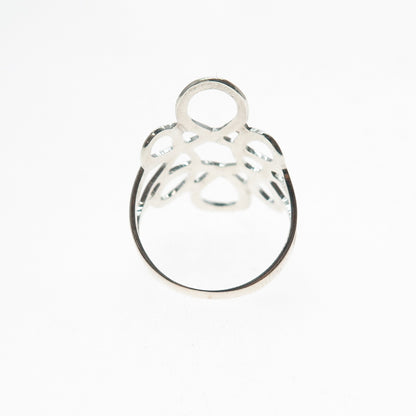 925 Sterling Silver Vintage Mexico Modernist Flower Ring Size 7