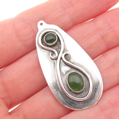 Stanley Bain Navajo Old Pawn Sterling Silver Vintage Southwestern Jade Pendant