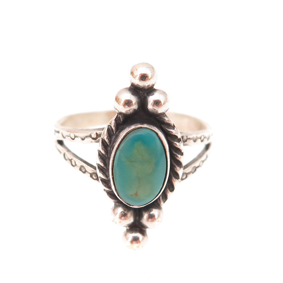 Old Pawn Sterling Silver Vintage Southwestern Turquoise Tribal Ring Size 6.25