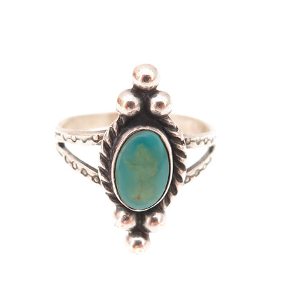 Old Pawn Sterling Silver Vintage Southwestern Turquoise Tribal Ring Size 6.25