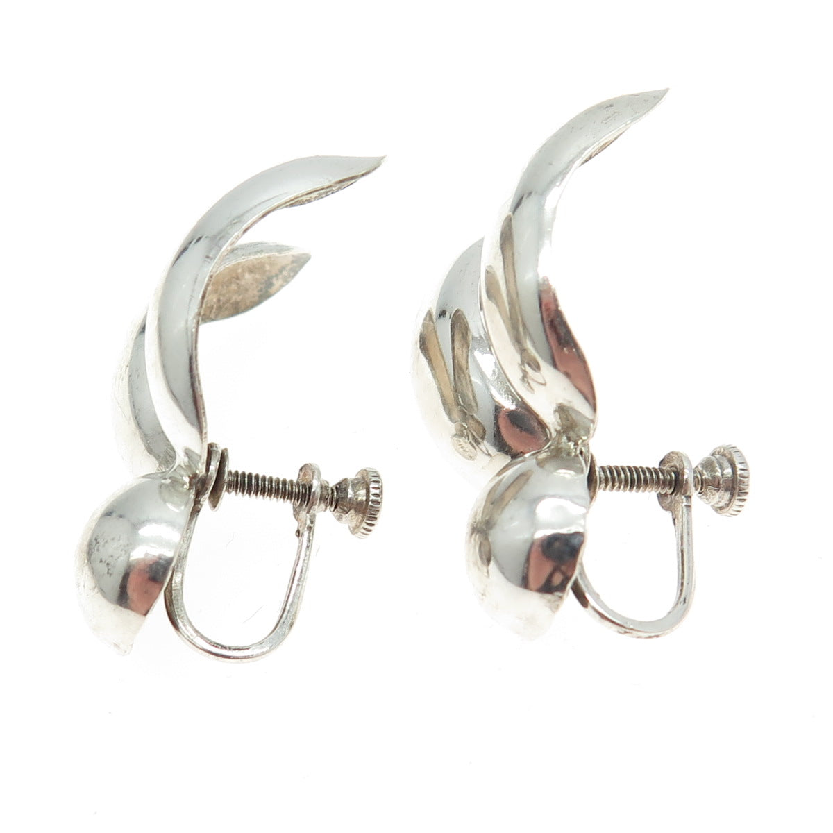 925 Sterling Silver Vintage Modernist Screw Back Earrings